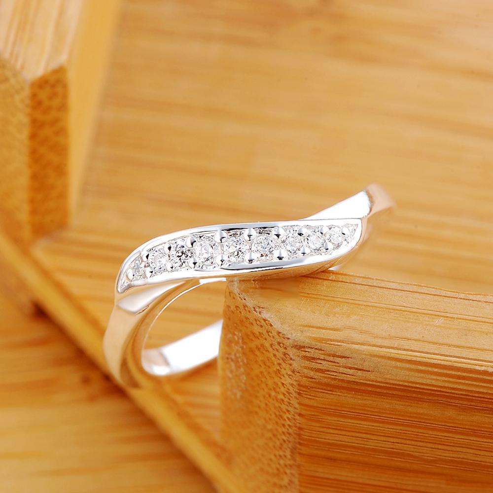 925 Sterling Silver Twisted AAA Zircon Ring Fashion Wedding Jewelry