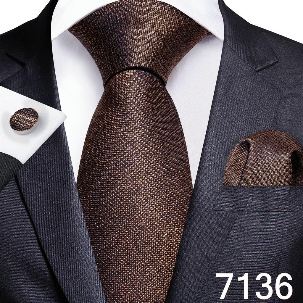 Мужской шелковый галстук в клетку, полосатый однотонный синий галстук, носовой платок, набор запонок, свадебный комплект