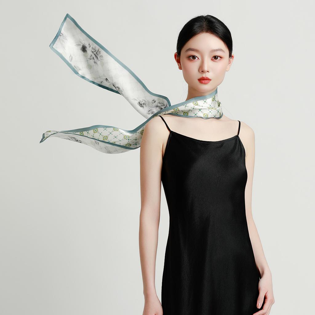 New 100% Mulberry Silk Fashion Double layer Two tone Float Strap Versatile Classic Accessories Scarf Silk Scarf for Women