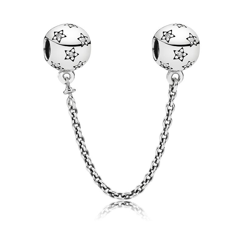 925 Sterling Silver Safety Chain Bead Charms Fit Original Bracelet DIY Attachment Clip Heart Star Jewelry Gift For Women