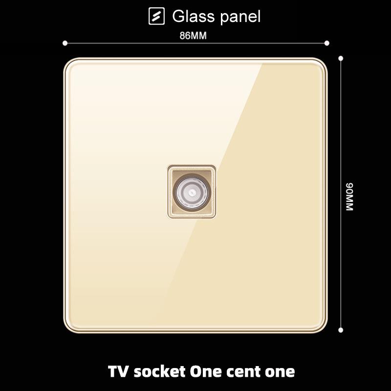 Hong Kong & Macau 13A British Socket with USB Fast Charging, Type-C, Gold Glass Panel, Three-Hole Square Pin