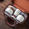 Outdoor Portable One Pot Three Cups Kung Fu Brewing Teapot Teacup Ru Kiln Travel Tea Set Gift Set