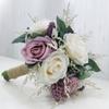 Искусственные розы Цветы Свадебный букет Невеста Свадебные букеты Свадебные букеты ручной работы из шелка для церковной вечеринки Украшение дома