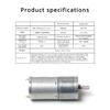 JGA25-370 Geared motor DC motor 6V 12V  electric gear motor high torque 12/27/58//282/625/1364rpm