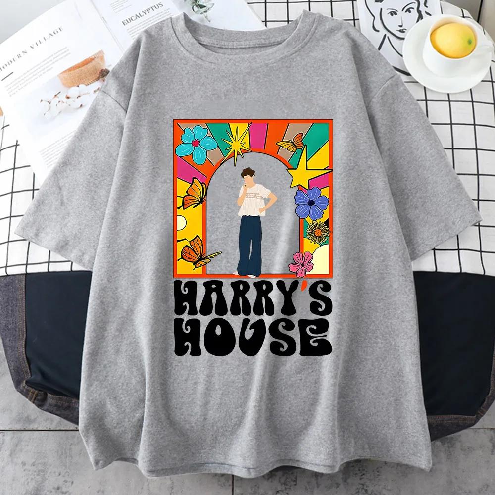 Женские футболки Harrys House 100% Хлопок Летние Унисекс с Графическим Принтом Короткий Рукав Оригинальность Срез Жизни Принт Индивидуализация