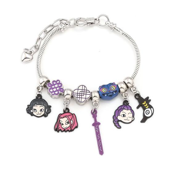 Браслет в стиле Охотников на демонов, цинковый сплав, эмаль, кошачьи шармы, змеиная цепочка, устойчивый к выцветанию, легкий, готическая фэнтези бижутерия, аксессуары