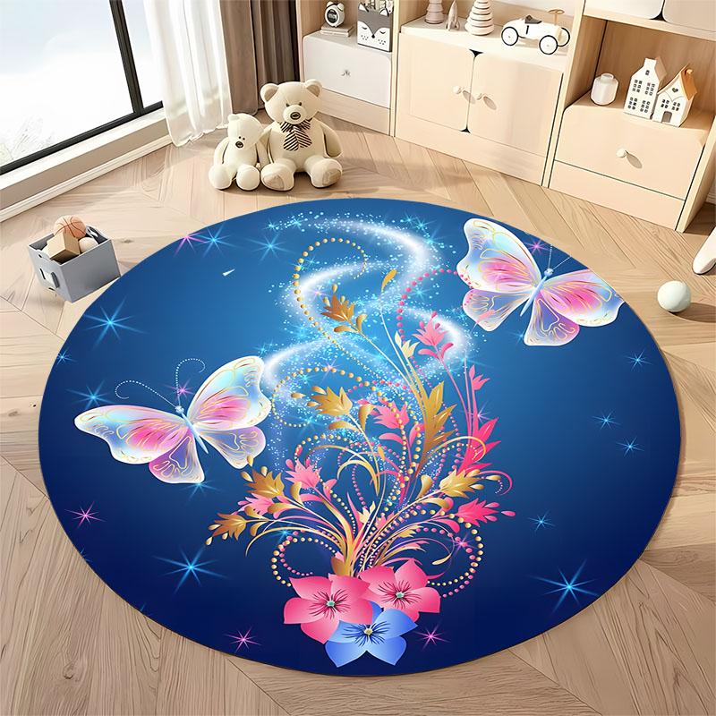Free shipping! Colorful Butterfly and Floral Round Carpet for Living Rooms round carpet for home sofa bedroom, gift