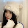 Модные женские милые плюшевые медвежьи ушки осень-зима утолщенные теплые шапки для женщин крышка головы тазик шапка маленький медведь плюшевый вязаный девочка шапка