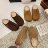 Cowhide Version Outer Wear New Autumn Small Man Thick Bottom Inner Height Increase Lazy Bag Head Half Slippers Woman