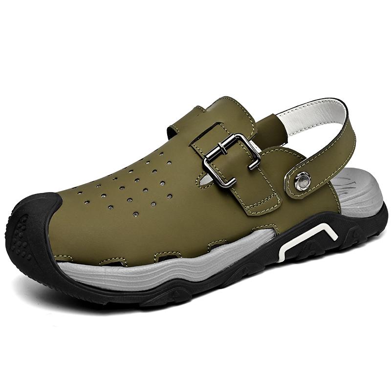 Модные мужские сандалии в ретро-стиле, нескользящие летние шлепанцы, уличные пляжные полушлепки двойного назначения, повседневная пляжная обувь Ading, акваобувь, слайды