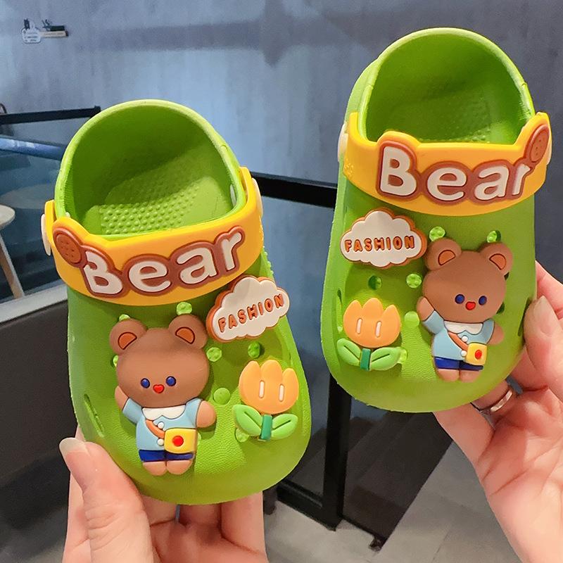 Детские тапочки с плюшевым мишкой и кроликом из мультфильма, летние женские противоскользящие домашние сандалии и тапочки, мужская и детская обувь