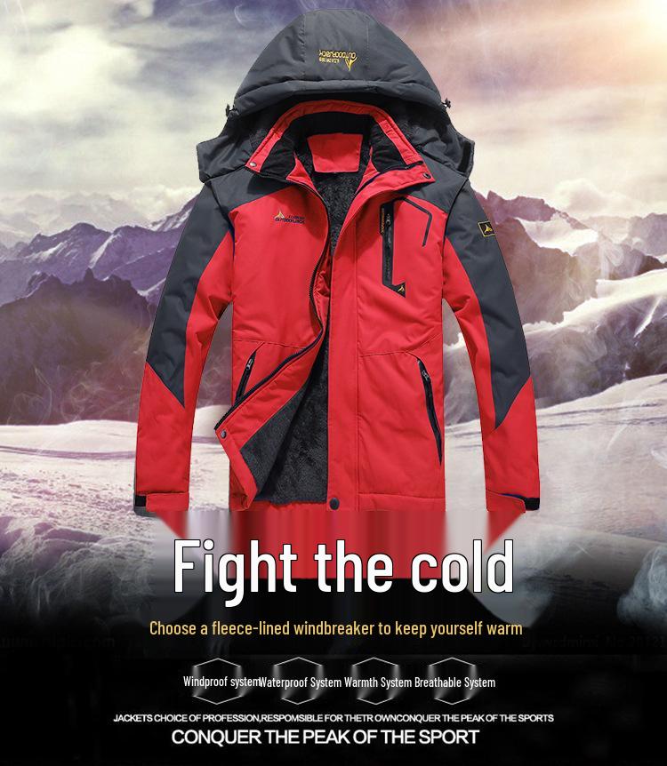Унисекс зимняя куртка для катания на лыжах и езды на велосипеде большого размера с флисовой подкладкой и плотным хлопковым наполнителем