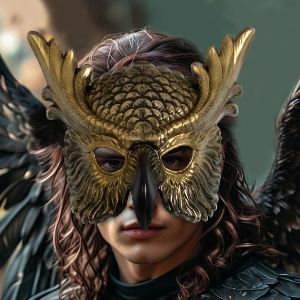 Scary Style Full Face Mask PP Material Animal Head Mask Full Face Cover Owl Mask Mardi Gras
