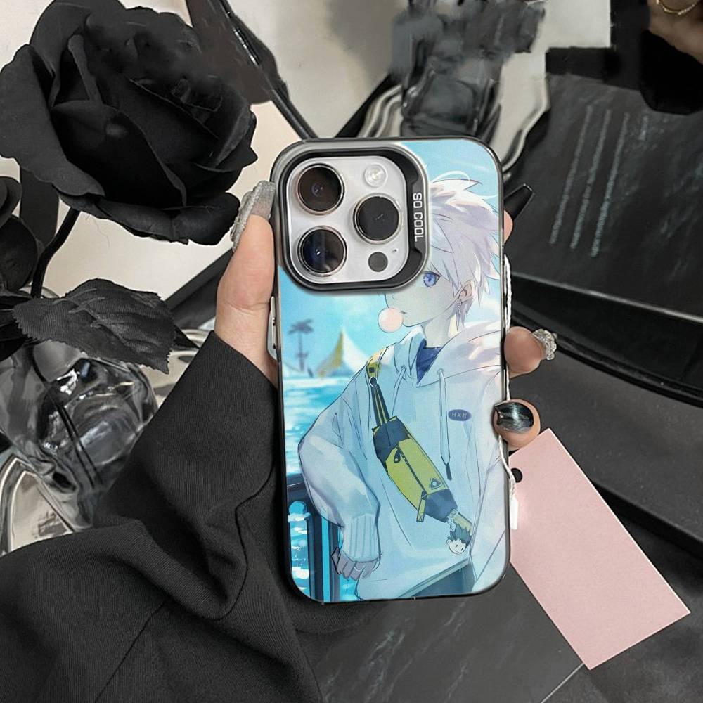 F-Киллуа Зольдик H-Hunter X Hunter Чехол для телефона iPhone17, 16,15,14,13,12 Pro Max Черный Конфетный Матовый Ударопрочный Чехол