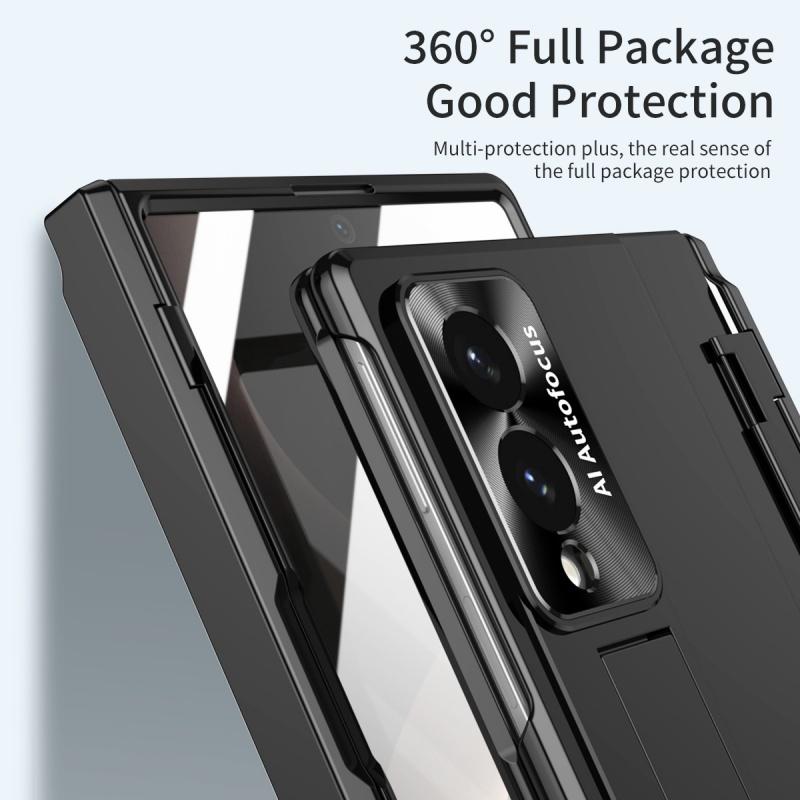 Для Samsung Galaxy Z Fold 8 Ultra / 8 7 6 5 4 3 360 Полная Защита Чехол-шарнир Складной Чехол Закаленное Стекло Пленка Подставка ПК Чехол