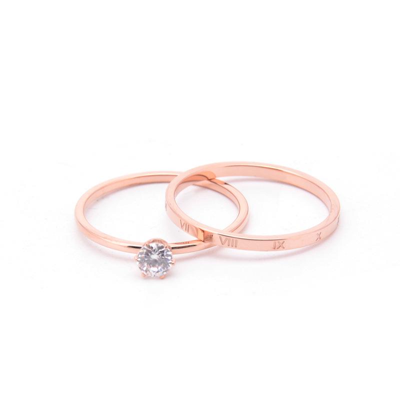 Европейский и американский креативный набор из двух женских колец из титановой стали с бриллиантовой инкрустацией на День святого Валентина