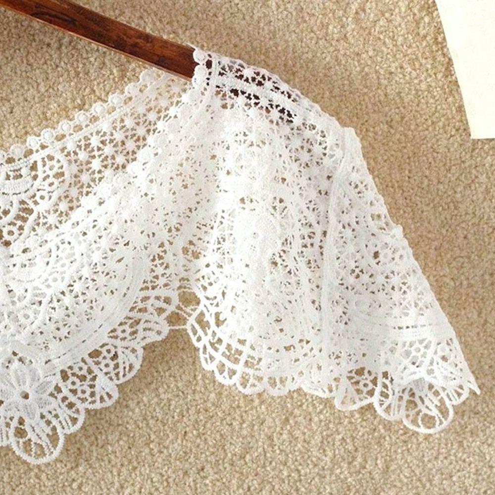Pure Color Lace Shawl Lace Fake Collar Cape Cross Cloak Hollow Out Shawl Spring Autumn