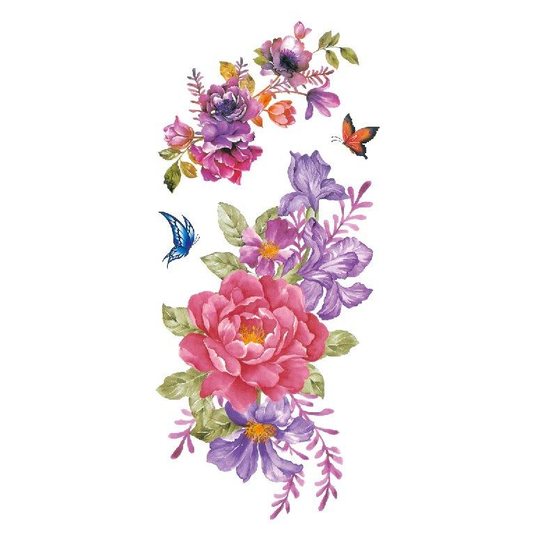 Наклейка с изображением цветка голубой розы, большой узор в виде цветка сливы, водонепроницаемая наклейка с изображением цветка на руке, образец татуировки