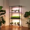 VEVOR Plant Shelf with Grow Light, 4-Tier Indoor Plant Stand, 150 cm Tall Plants Display Rack with Wheels, 90W 3-Color Full Spectrum Grow Lights