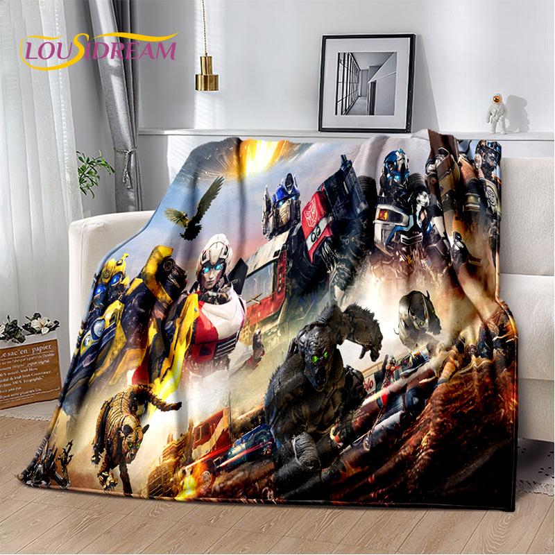 HD Cartoon T-Transformers Autobots Soft Blankets,Keep Warm Throw Blanket for Picnic Beds Sofa Home Bedroom Gifts Kids Hiking