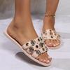 Women's Shoes On Sale 2024 Fashion Open Toe Women's Slippers Summer Casual Slippers Women Metal Decoration Flat Shoes Female