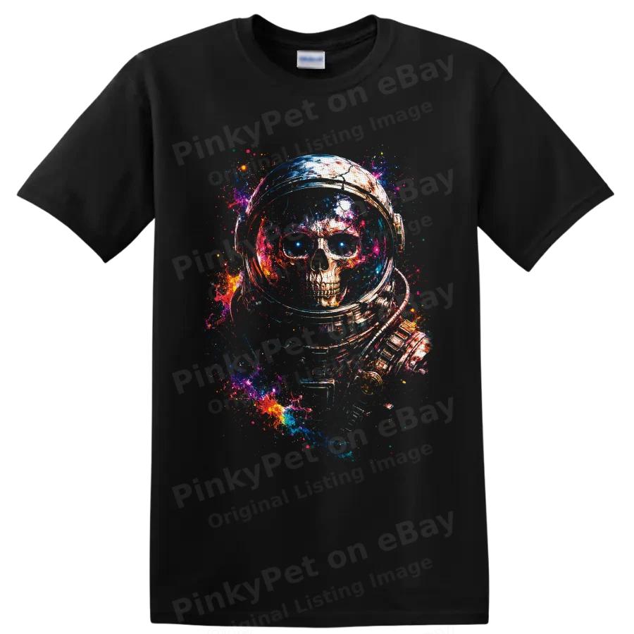 Astronaut Skull Space T Shirt Cosmic Galaxy Art Graphic Sci Fi Horror Tee Gift