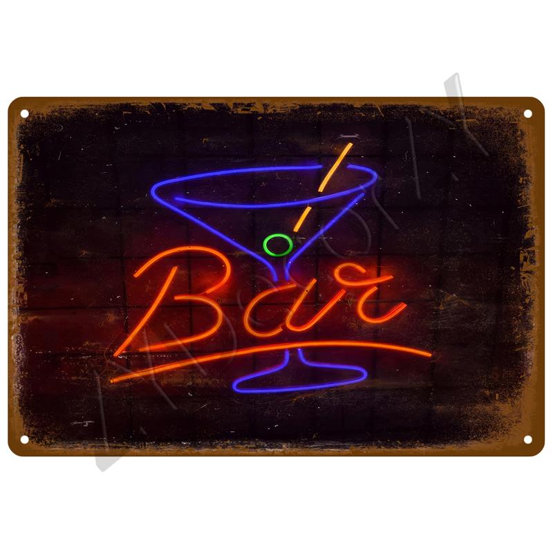 Vintage Posters Cocktail Tin Sign Plaque Metal Sign Plate Decoration Wall Art Home Decor For Bar Pub Club Man Cave Iron Painting