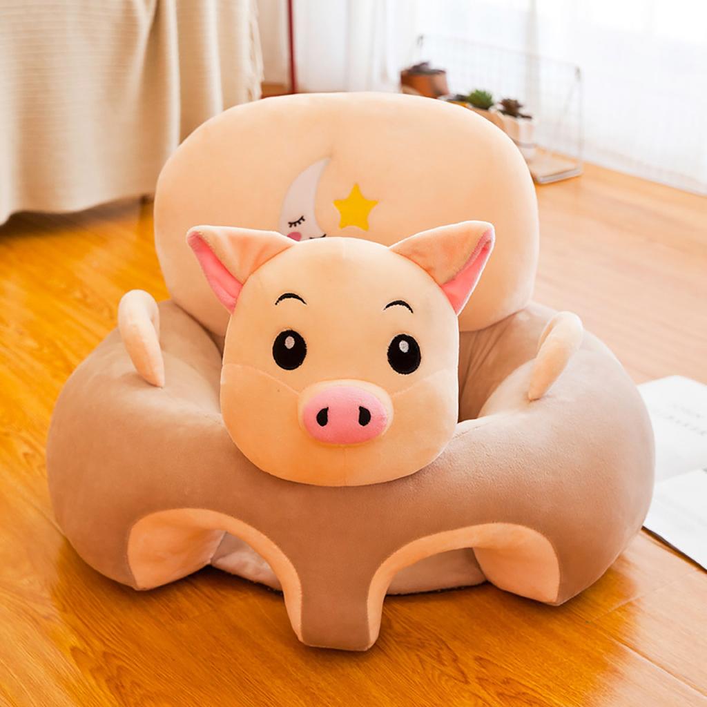 Children Chair Cute Animal Shaped Sofa Learning Seat, Plush Toy Cartoon Learning Infant Portable,Without Filled Cotton