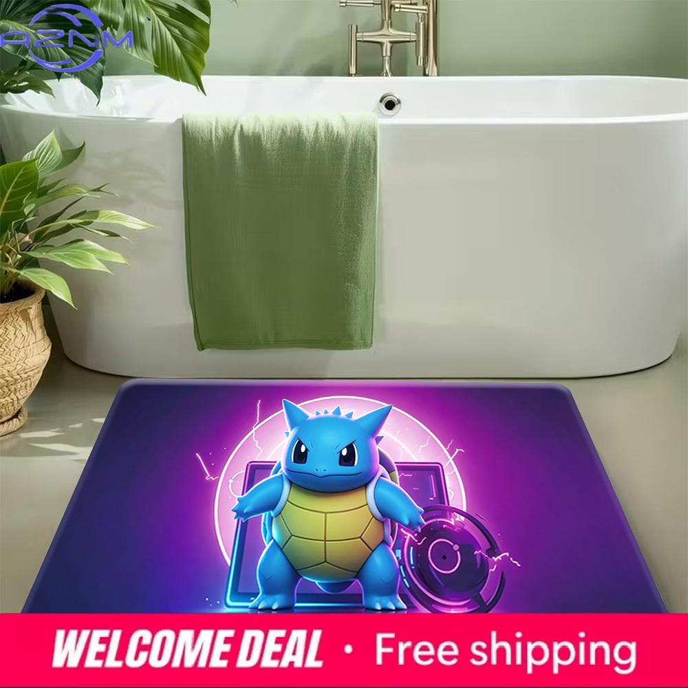 Neon Style Squirtle Print Non-Slip Floor Mat Doormat