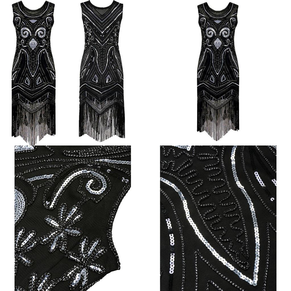 Изысканная серия Женская винтажная юбка с пайетками и бахромой без рукавов Платье с бисером и кисточками для модных женщин