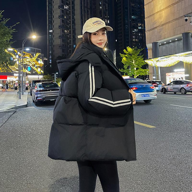 Down cotton-padded clothes for men and women in winter new loose college style couple versatile hooded cotton-padded jacket thick jacket