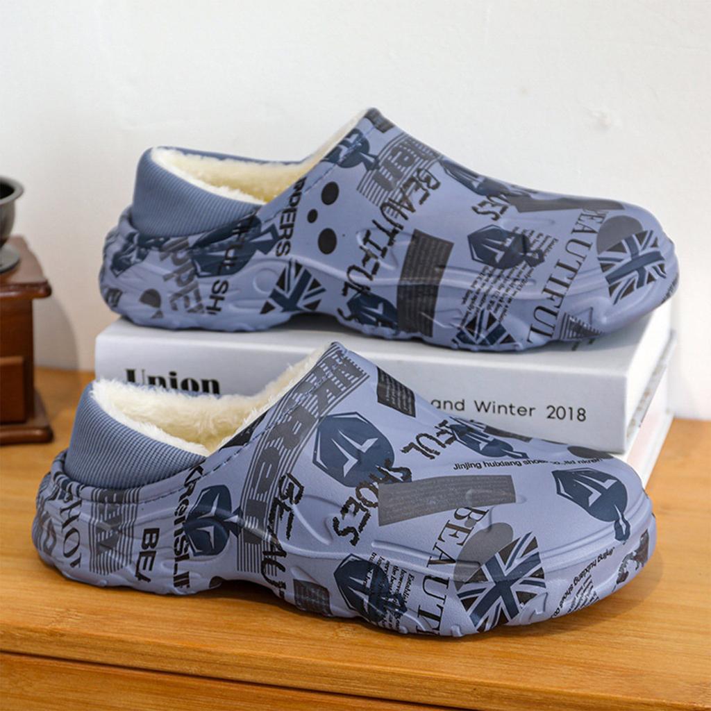 Мужские зимние домашние теплые модные хлопковые тапочки