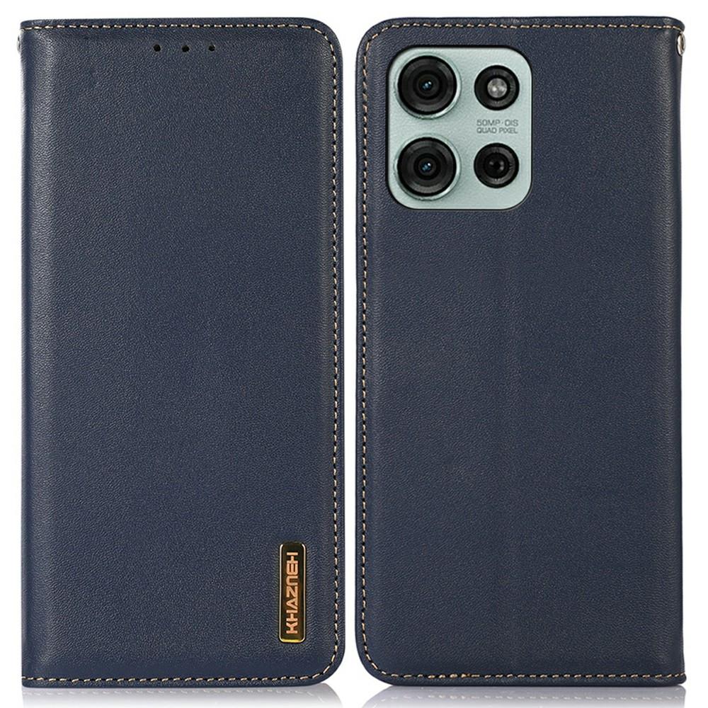 KHAZNEH For Motorola Moto G75 5G Case Genuine Cow Leather Wallet Phone Cover Nappa Texture