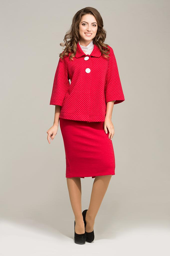 Жакет в горошек свободной модели без подкладки