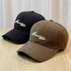 Japanese-style autumn and winter retro brushed baseball cap for men, casual embroidered soft-top cap that makes the head look smaller and provides