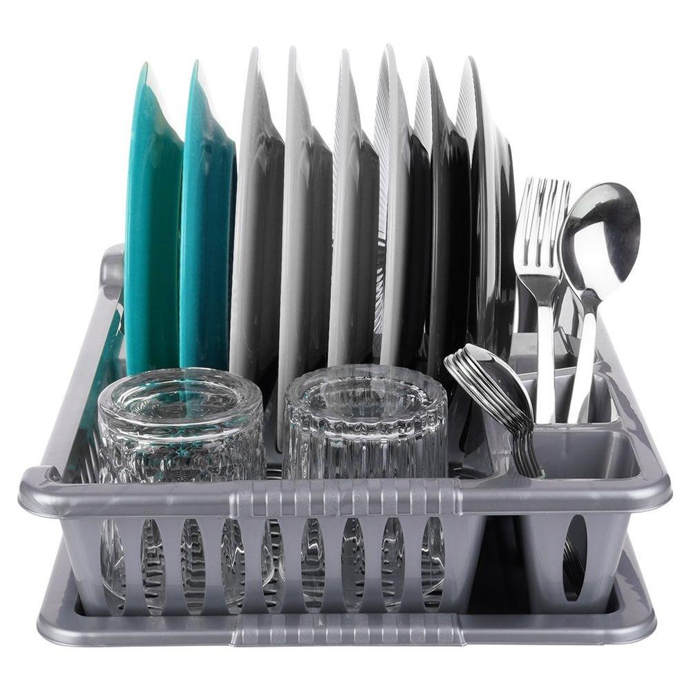 Gray dish drying rack 40x29x8.5 cm