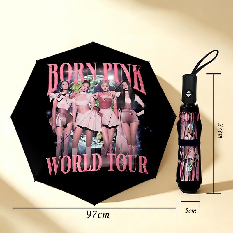 Born Pink Tour 8 Ribs 3Fold Black Glue Uv Protection Umbrella Sun Protection Rainproof Compact Folding Umbrella For Travel Daily Use C923776