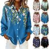 Женская рубашка с пуговицами с цветочным принтом, повседневная рубашка с длинными рукавами, блузки, повседневные базовые топы больших размеров