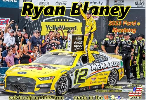 Сальвинос-младший. Модели Масштаба 1/24 Райан Блейни #12 Pennzoil Menards Ford Mustang NASCAR 2023 Победитель Yellawood 500 Пластиковый Сборный Набор PF2023RBT