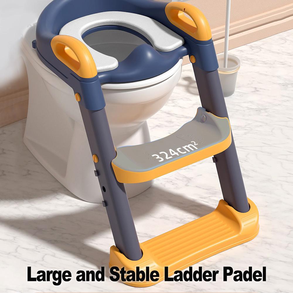 Kids Potty Training Seat Comfortable Safe Toilet Trainer with Adjustable Step Stool Ladder PVC Soft
