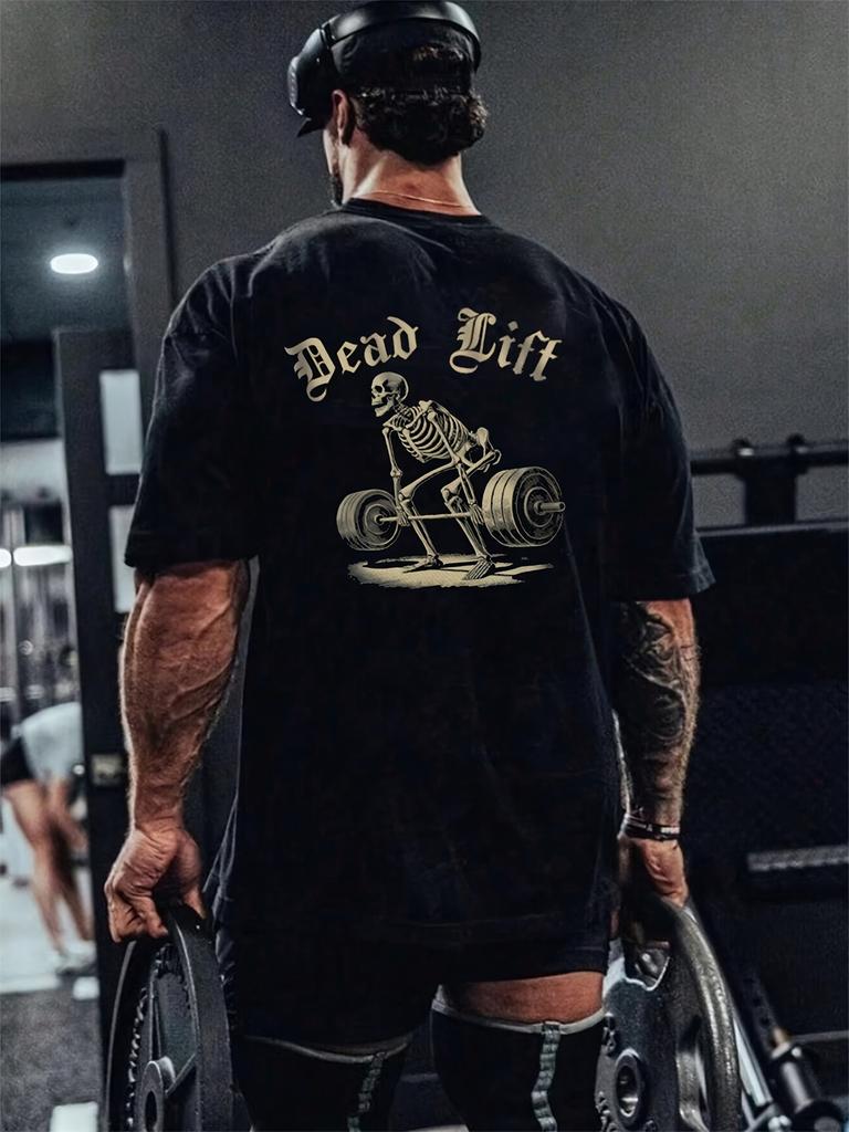 Модная летняя мужская футболка для тренировки мышц с принтом готическими буквами, микроэластичная, дышащая, с круглым вырезом, для улицы, в стиле кэжуал