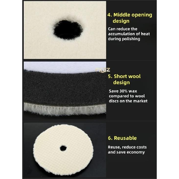 2 PCS 6/7 Inch Japan Wool Polish Pad For DA RO Car Polisher Woolen Buffing Disc Car Clean Product Automotive Scratch Removing