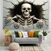 2D plane, with the distinctive feature of a Halloween skull breaking through the wall.zyc