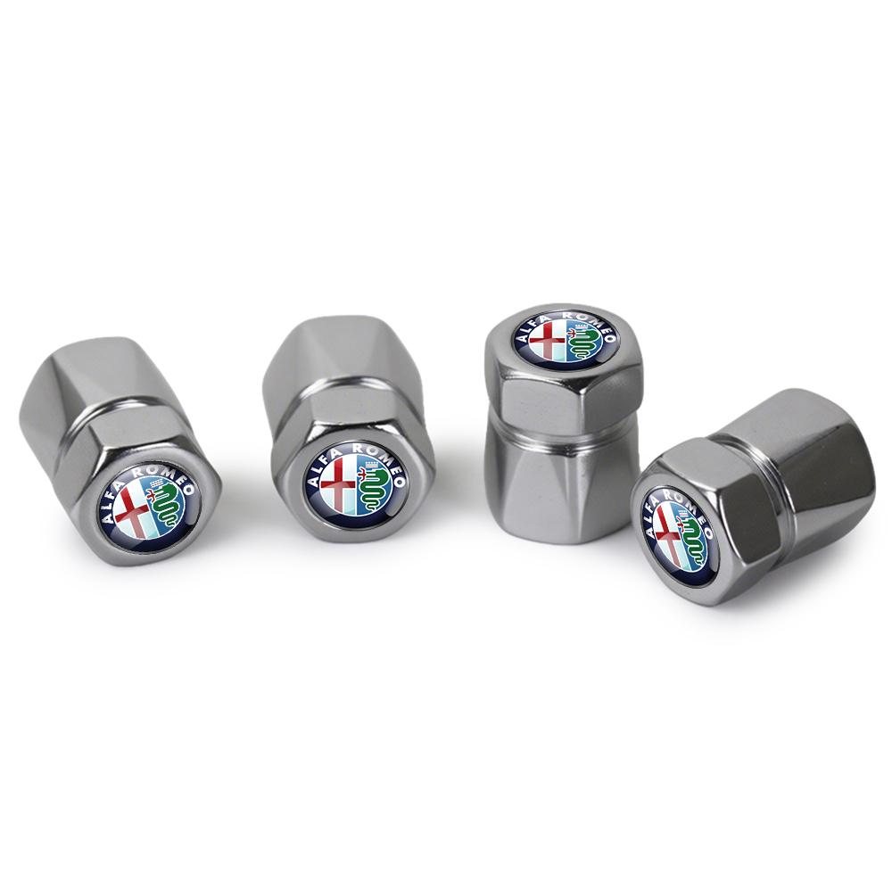 4Pcs Aluminum Car Tire Valve Caps Diamond Tyre Valve Airtight Cover Waterproof Dust For Alfa Romeo Giulietta GT 159 AutomobilesZL6