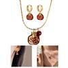 Vintage Gold Pomegranate Jewelry Fashion Jewelry Stylish Pendant Necklace Unique Drop Earrings Present for Stylish Women