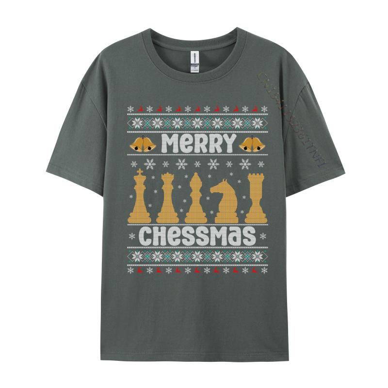 Merry Chessmas Ugly Chess Player Christmas Tshirts Retro Boy Top Tshirts Crewneck Combed Cotton Tops Shirt Tops Tees Casual