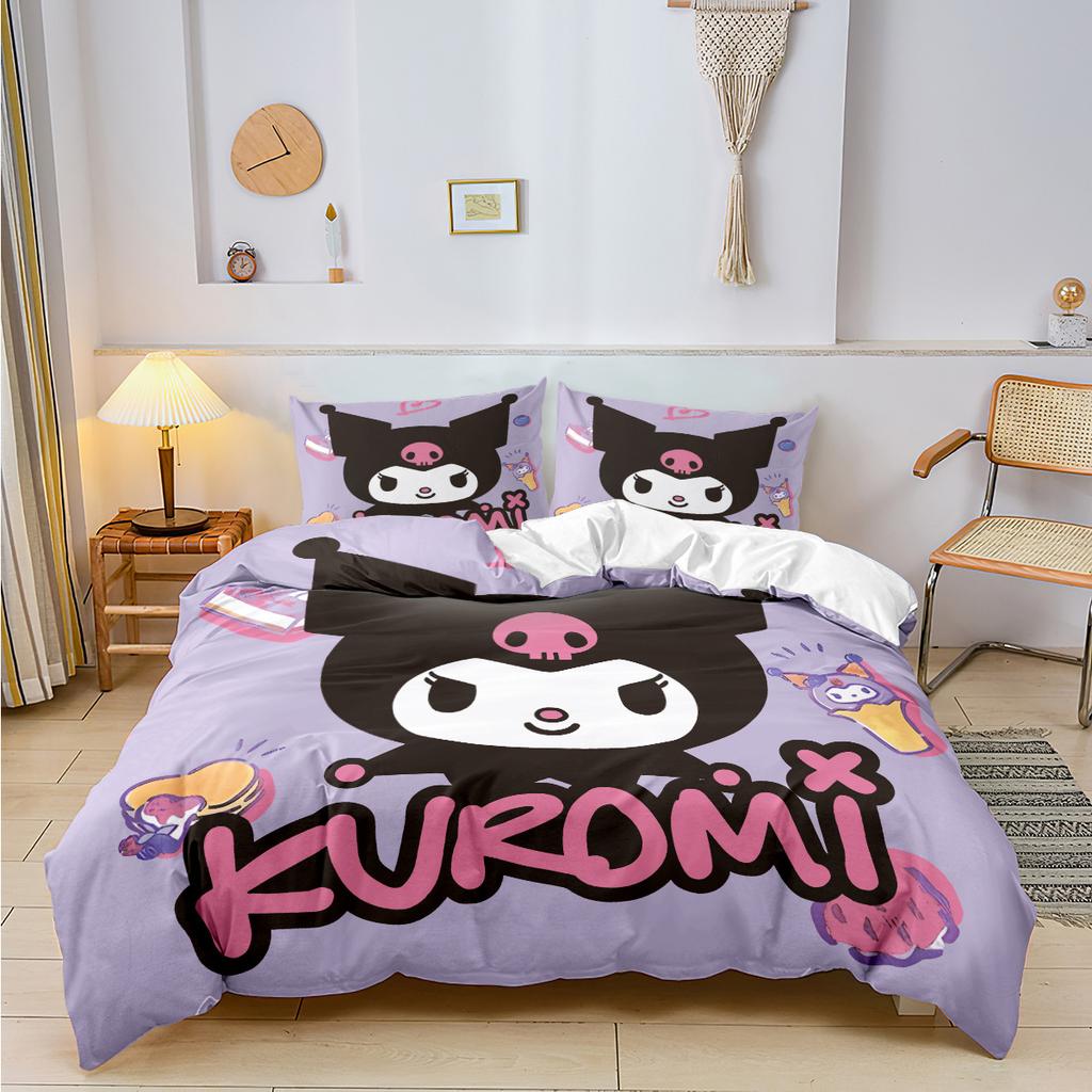 Sanrio Cinnamoroll Kuromi Комплекты постельного белья Мультяжное одеяло Покрывало на кровать Пододеяльник Наволочка Наборы из 2-3 предметов для детей и взрослых