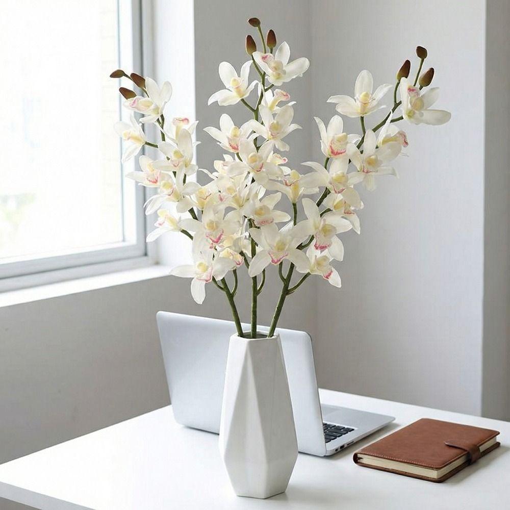 Real Touch Simulation Cymbidiums Handmade Fake Flowers Office Decor