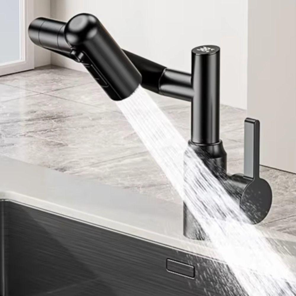 Stainless Steel Mechanical Arm Faucet Digital Display Faucet  Household Application