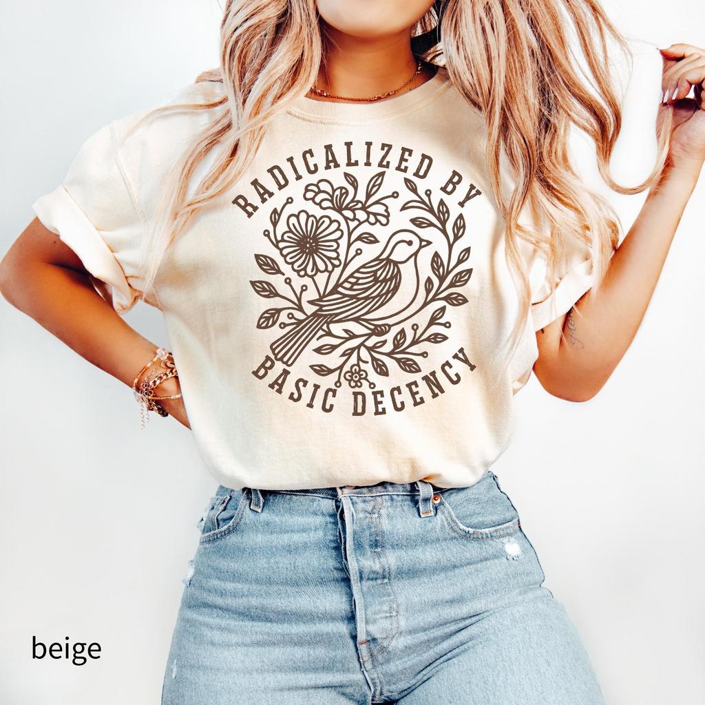 Vintage Radicalized By Basic Decency Women Streetwear T Shirt Casual Tee Men Cotton Oversized Harajuku Summer Loose Short Sleeve